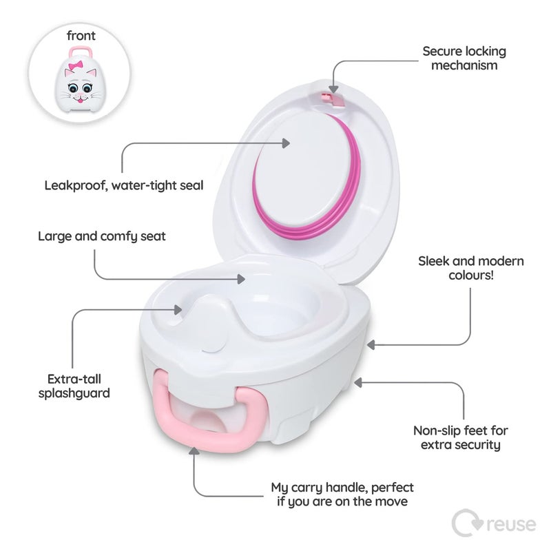My Carry Potty - Cat Travel Potty, Award-Winning Portable Toddler Toilet Seat for Kids to Take Everywhere - Image 3